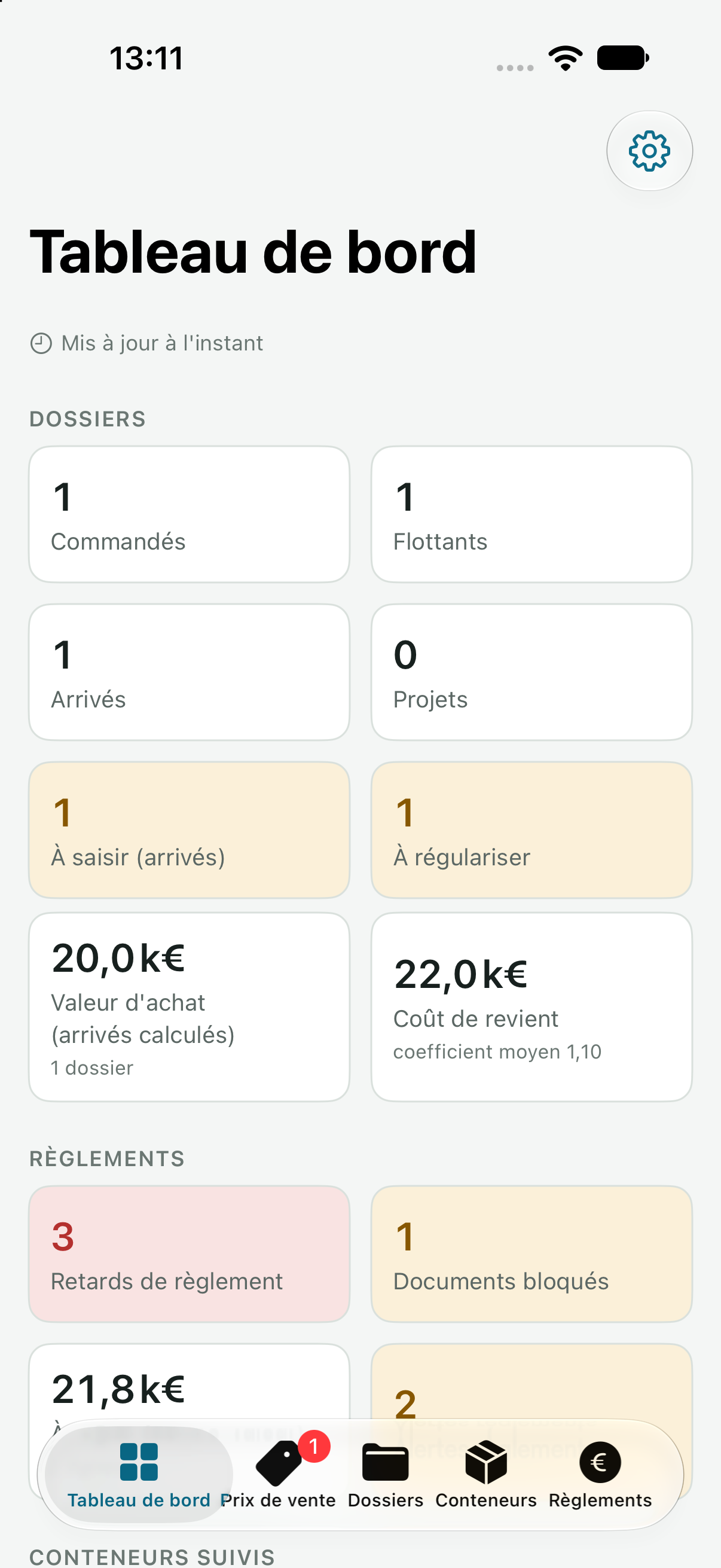 Tableau de bord